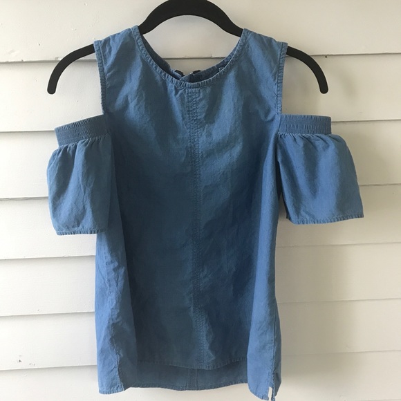 Hudson Kids Maya chambray cold shoulder top XL - Picture 1 of 8